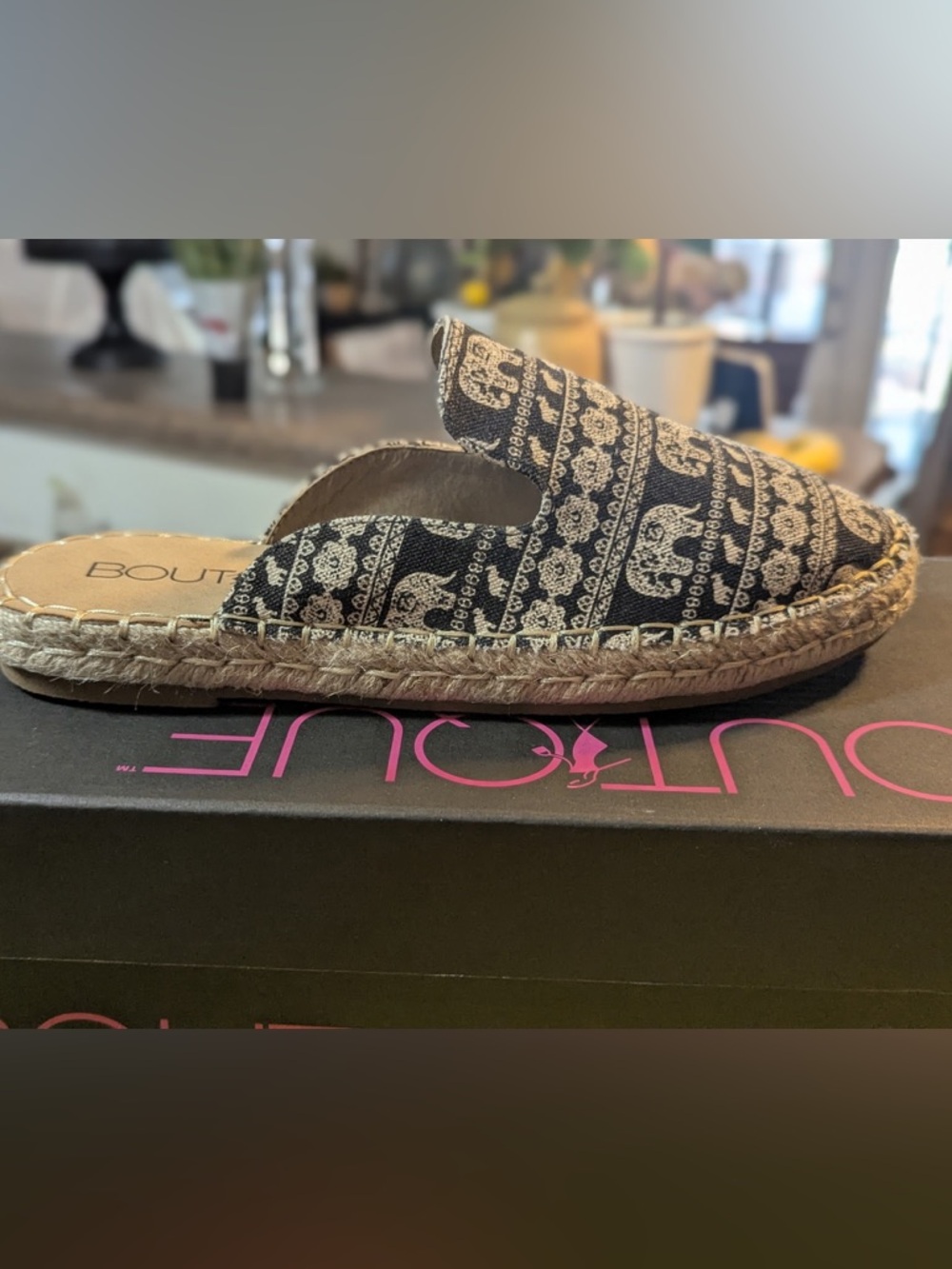 Corkys Black & Ivory Patterned Espadrille Slide